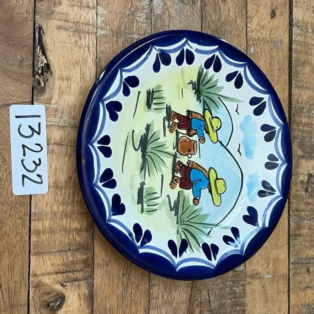Vintage Hand Painted Ceramic Plate Lead Free Made in Mexico